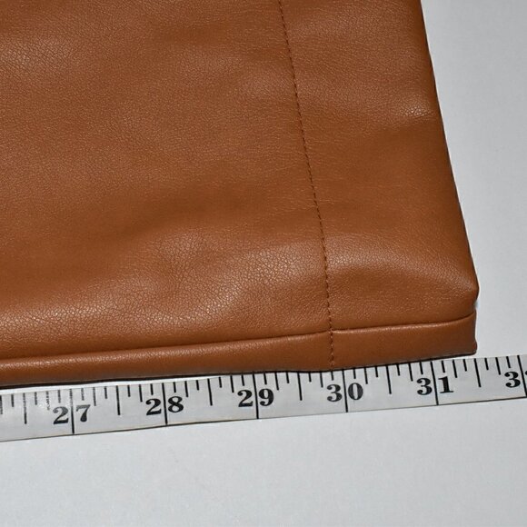 7 For All Mankind Wide Leg High Rise Faux Leather Cognac Carmel Pants Size M - Picture 6 of 11